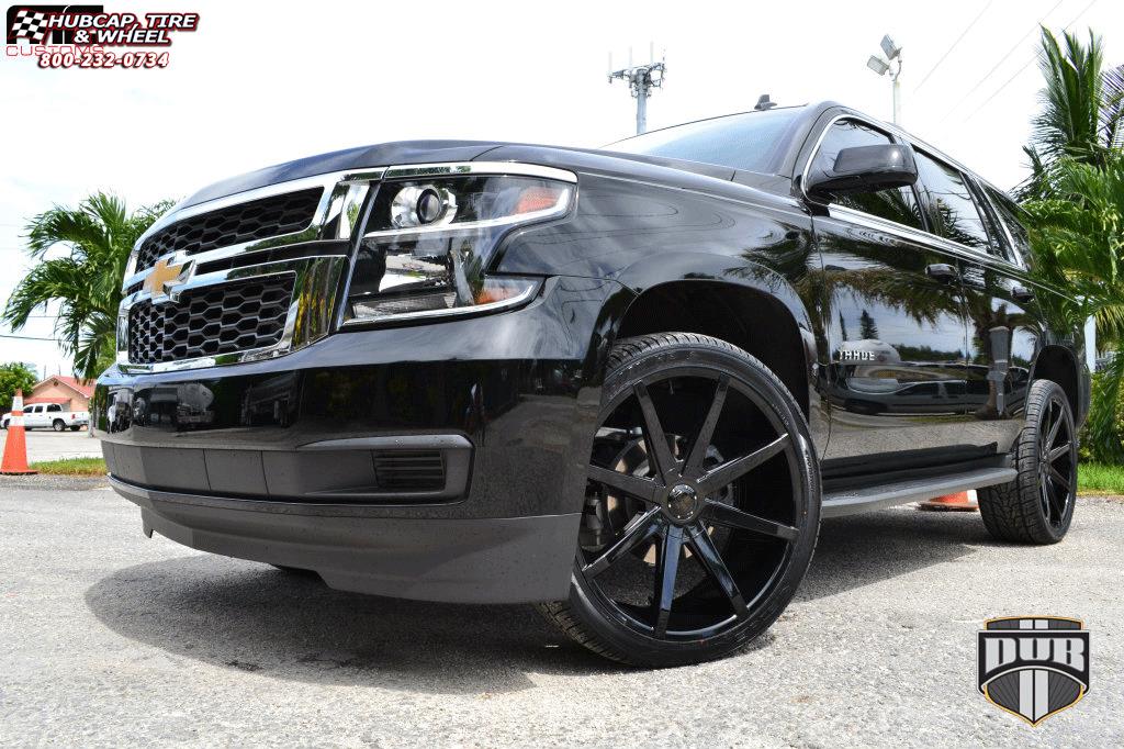 vehicle gallery/chevrolet tahoe dub push s110 24X9.5  Gloss Black wheels and rims