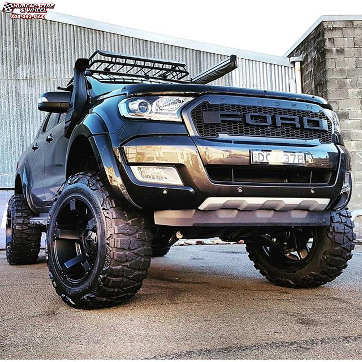 vehicle gallery/ford ranger wildtrak xd series xd811 rockstar 2  Satin Black and Black Inserts wheels and rims