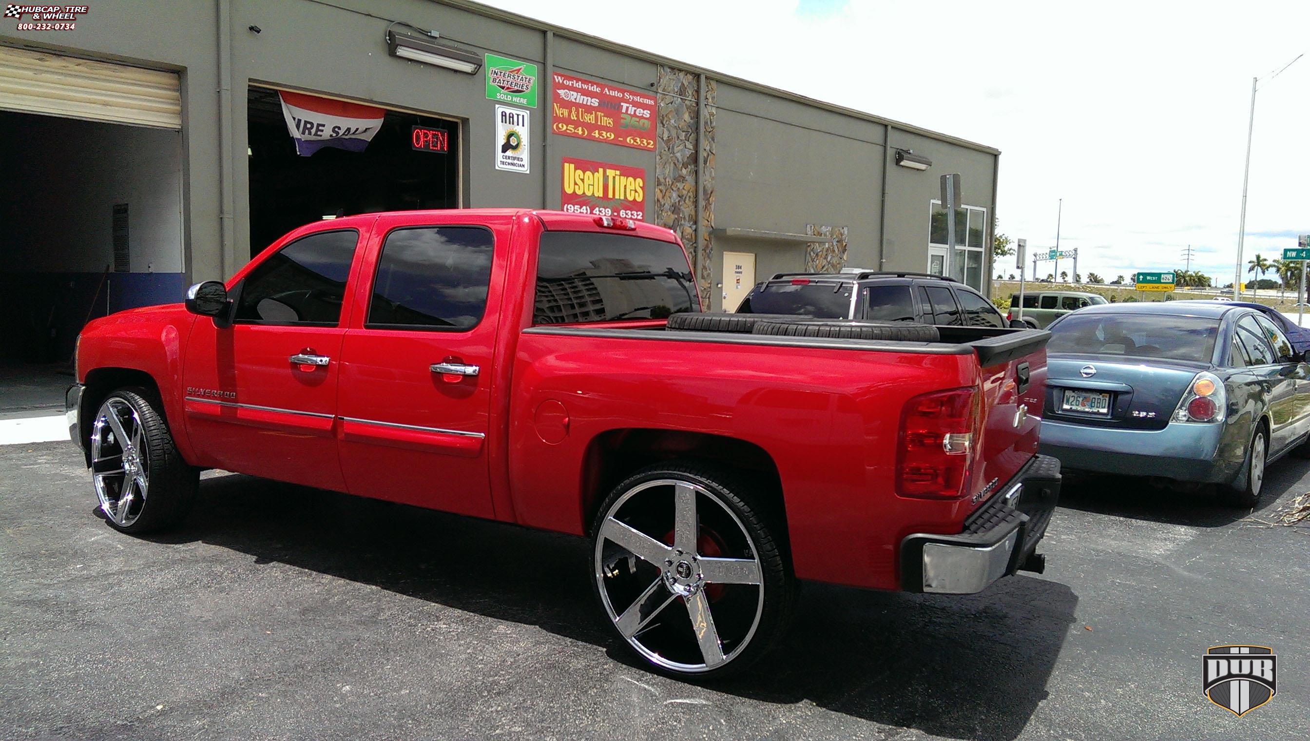 vehicle gallery/chevrolet silverado 1500 dub baller s115 28X10  Chrome wheels and rims