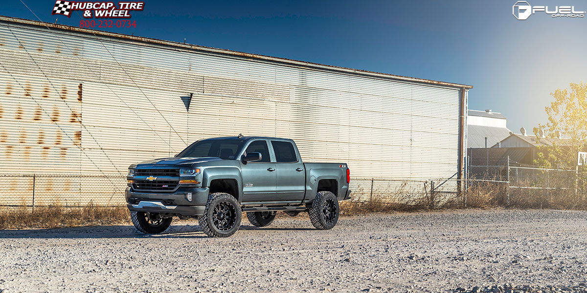 vehicle gallery/2017 chevrolet silverado fuel d627 vandal gloss black milled 20x9 custom aftermarket  Gloss Black Milled wheels and rims