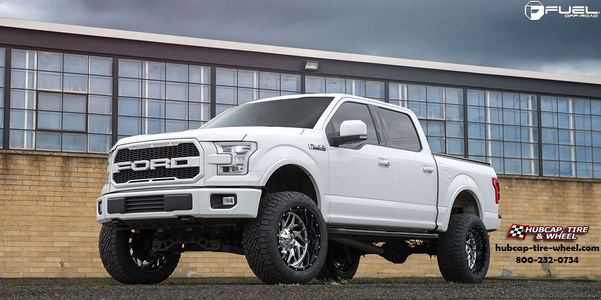 vehicle gallery/ford f 150 fuel triton d211 20x12  Chrome w/ Gloss Black Lip wheels and rims