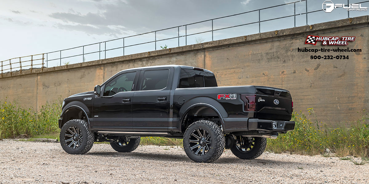 vehicle gallery/ford f 150 fuel contra d615 20x9  Gloss Black Milled wheels and rims