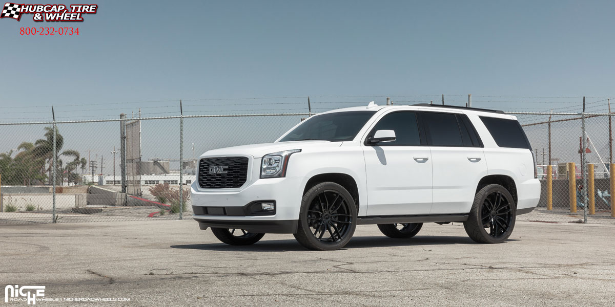 vehicle gallery/2017 gmc yukon niche m209 vosso gloss black 24x95 custom aftermarket  Gloss Black wheels and rims