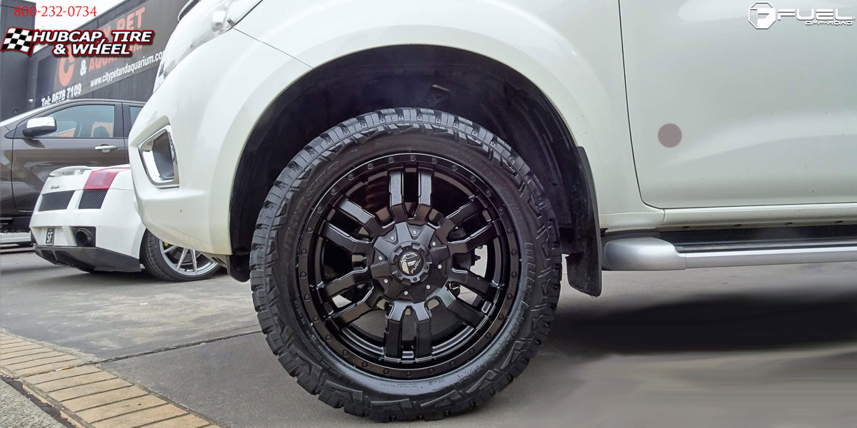 vehicle gallery/2017 nissan navara fuel d596 sledge matte black gloss lip 20x9 custom aftermarket  Matte Black w/ Gloss Black Lip wheels and rims