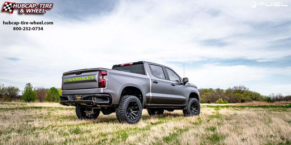 vehicle gallery/2018 chevy silverado 1500 fuel d675 blitz gloss black 20x9 custom aftermarket truck  Gloss Black wheels and rims