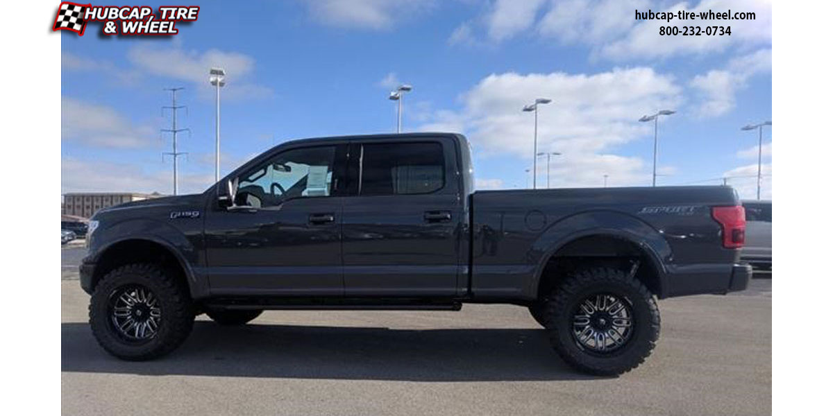 vehicle gallery/2018 ford f 150 fuel d662 ignite gloss black milled 20x9 custom aftermarket truck  Gloss Black & Milled wheels and rims