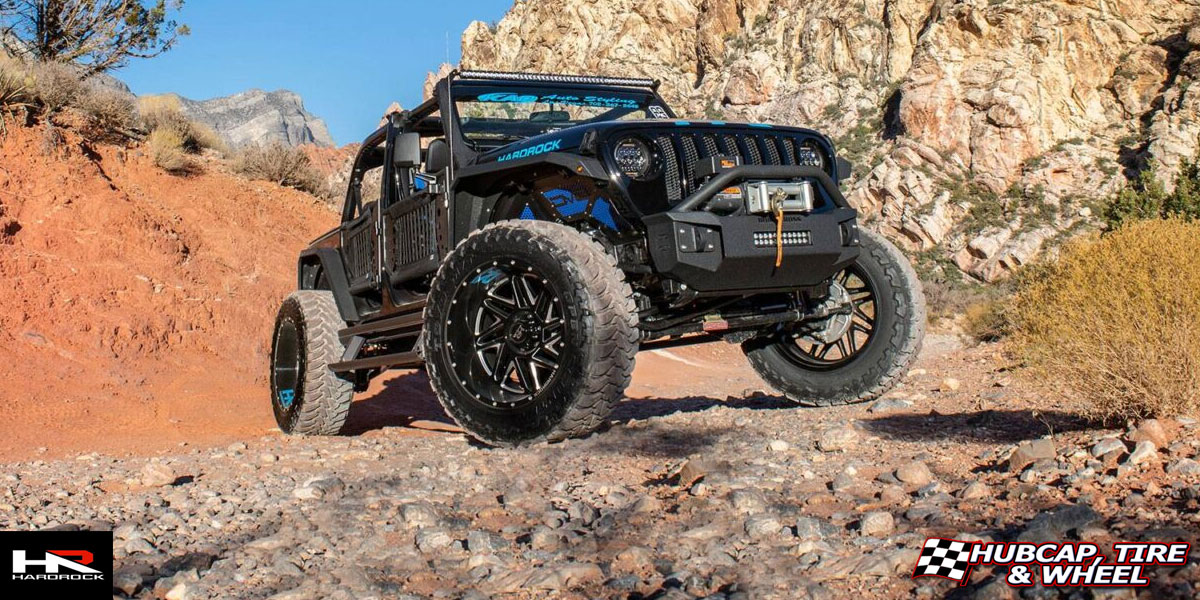 2018 jeep wrangler jl hardrock offroad h501 bones xposed gloss black milled 22x12 custom aftermarket  Gloss Black Milled wheels and rims