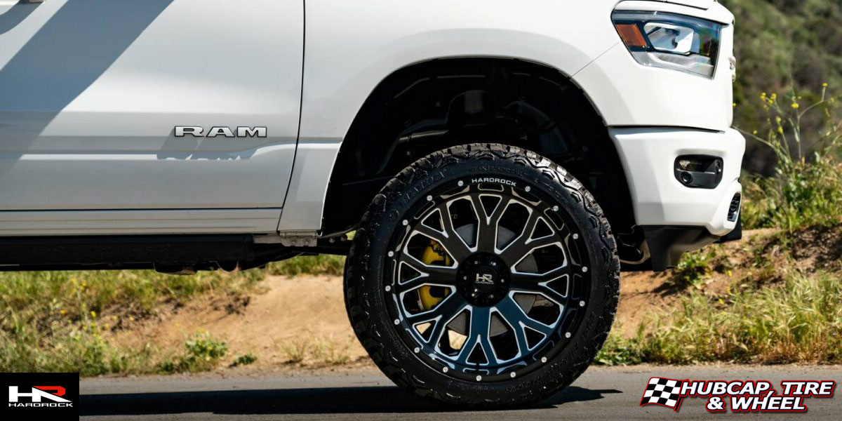 2019 dodge ram 1500 hardrock offroad h504 slammer xposed gloss black milled 24x12 custom aftermarket  Gloss Black Milled wheels and rims