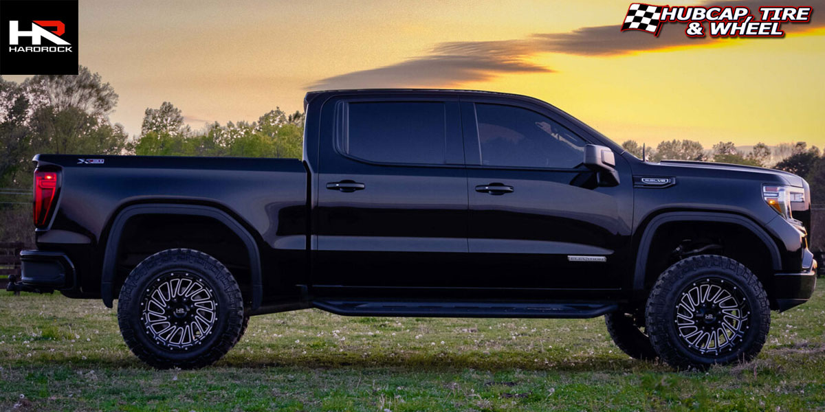 2020 gmc sierra 1500 hardrock offroad h708 overdrive gloss black milled 20x12 custom aftermarket  Gloss Black Milled wheels and rims