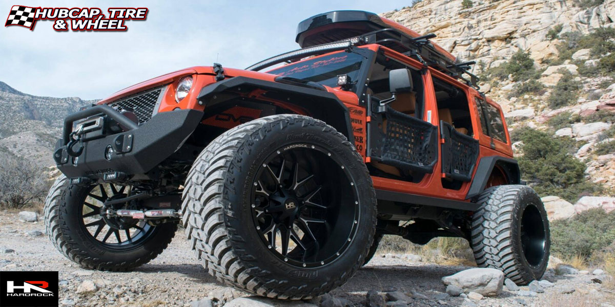 2020 jeep wrangler jk hardrock offroad h700 affliction gloss black milled 24x14 custom aftermarket  Gloss Black Milled wheels and rims