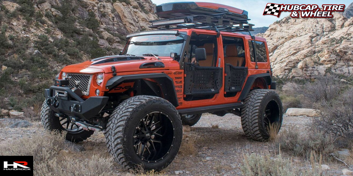 2020 jeep wrangler jk hardrock offroad h700 affliction gloss black milled 24x14 custom aftermarket  Gloss Black Milled wheels and rims