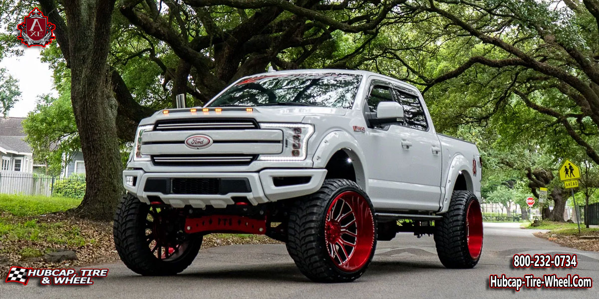 2021 ford f 150 ax62 compression forged candy red milled 26x14 custom wheels aftermarket rims.html Candy Red Milled wheels and rims