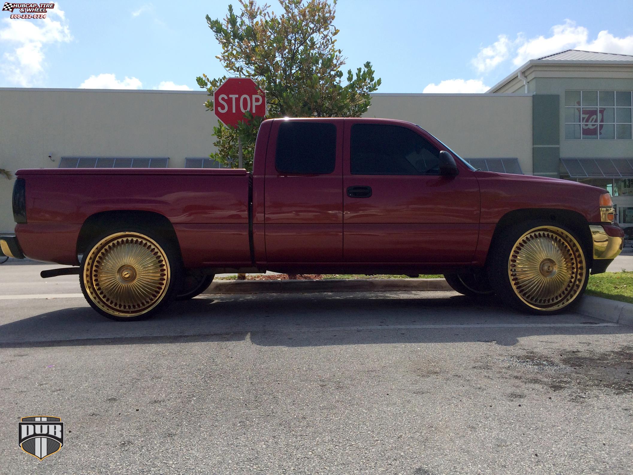 vehicle gallery/chevrolet silverado 1500 dub s777 bellagio 26x10  Gold plated wheels and rims