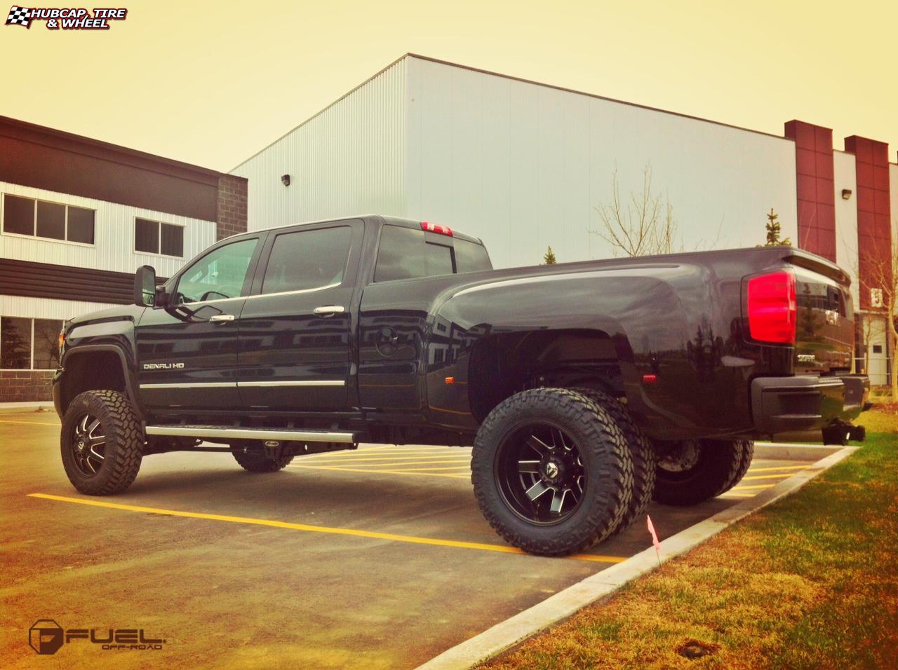 vehicle gallery/gmc sierra fuel maverick dually front d538 20X8  Black & Milled wheels and rims