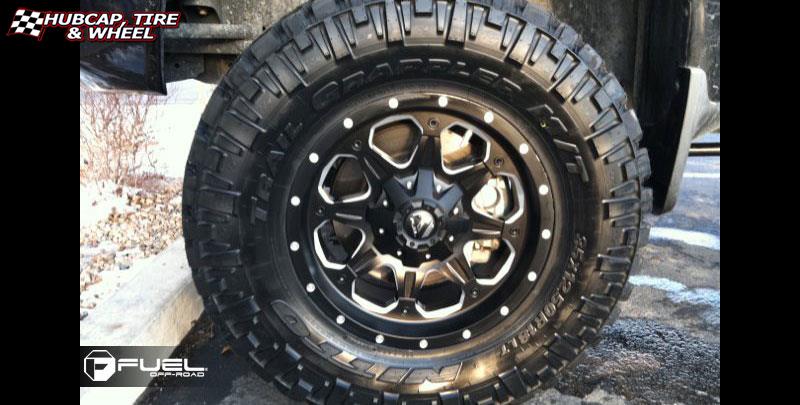 vehicle gallery/nissan titan fuel boost d534 18X9  Matte Black & Milled wheels and rims