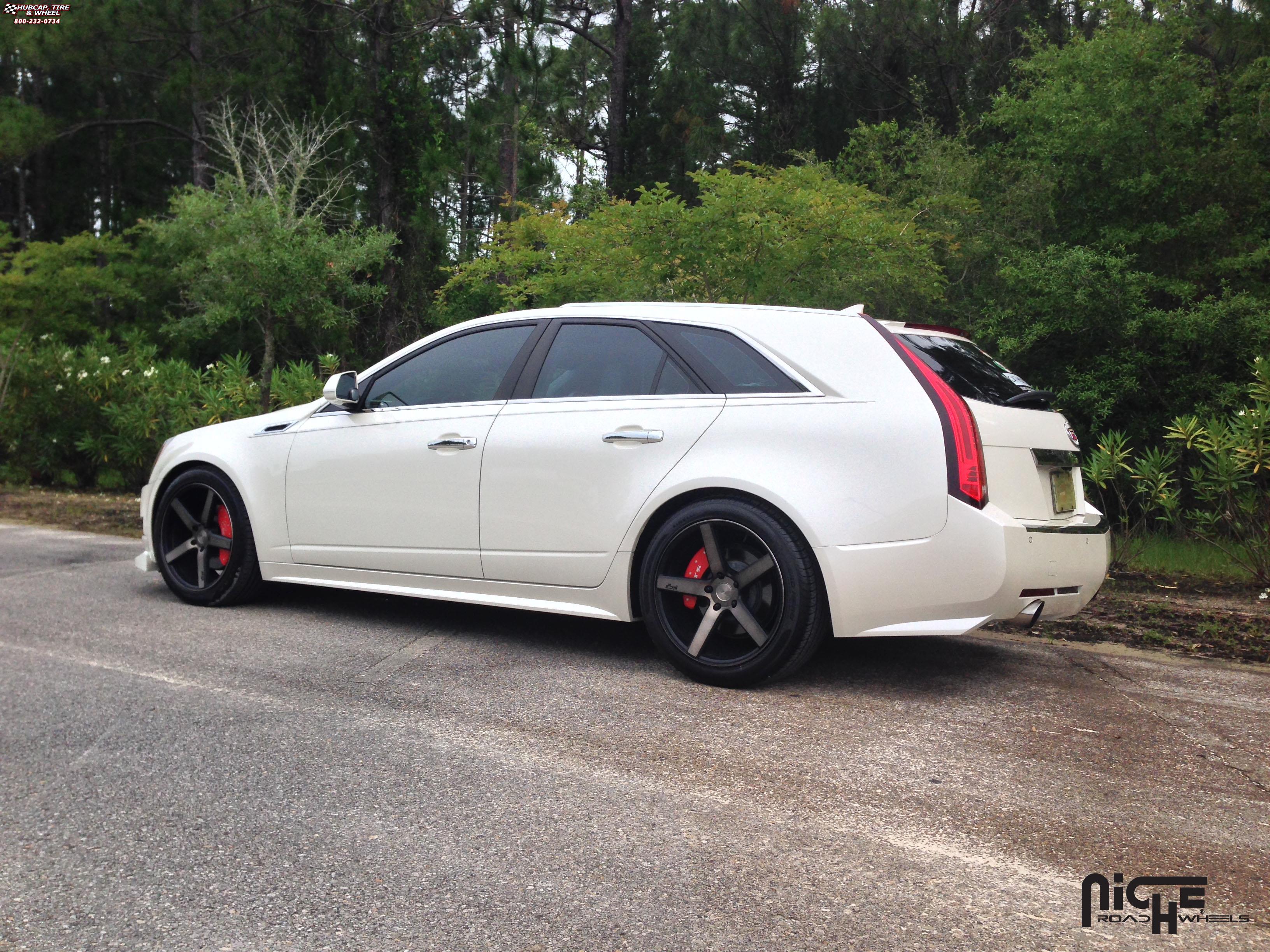 vehicle gallery/cadillac cts sport wagon niche milan m134 19x85  Black & Machined with Dark Tint wheels and rims