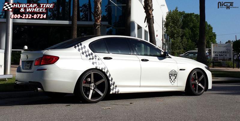 vehicle gallery/bmw 535i m niche milan m134 20x85  Black & Machined with Dark Tint wheels and rims