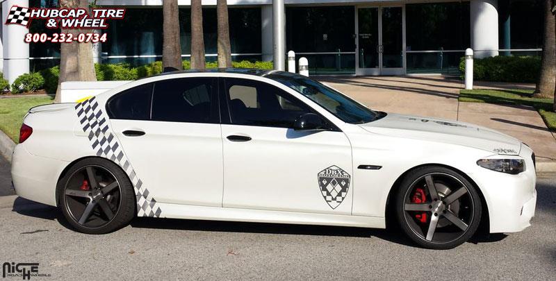 vehicle gallery/bmw 535i m niche milan m134 20x85  Black & Machined with Dark Tint wheels and rims