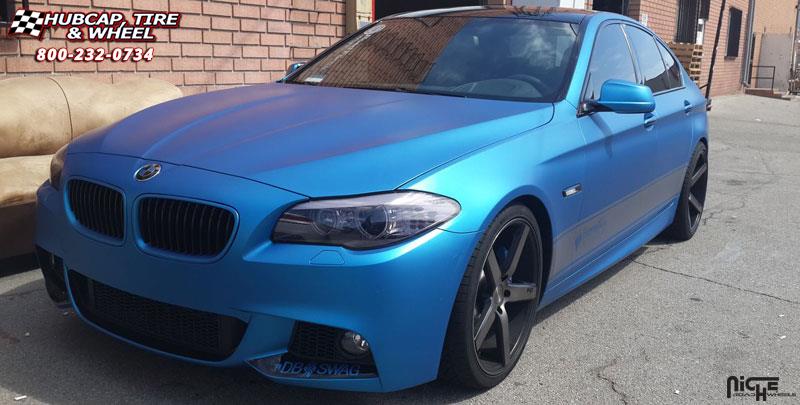 vehicle gallery/bmw 535i m niche milan m134 20x85 Black & Machined with Dark Tint wheels and rims