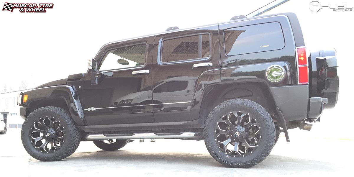 vehicle gallery/hummer h3 fuel assault d546 20X10  Black & Milled wheels and rims