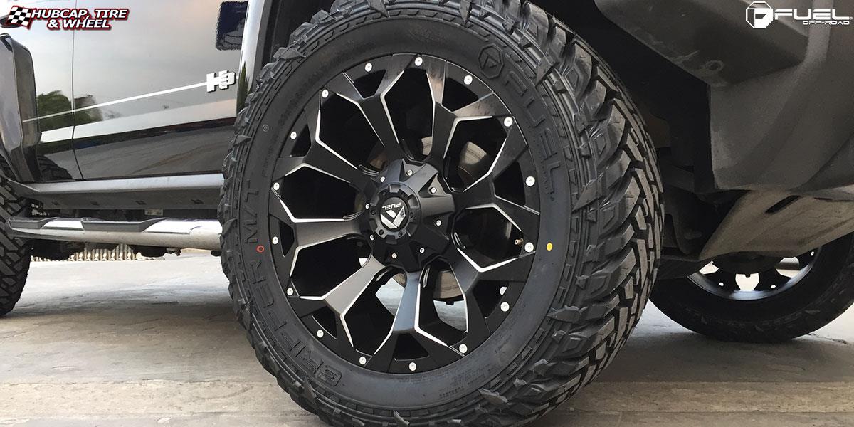 vehicle gallery/hummer h3 fuel assault d546 20X10  Black & Milled wheels and rims