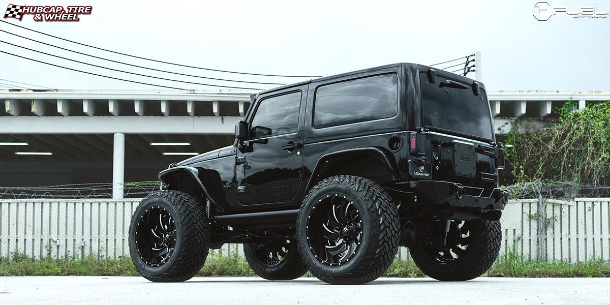 vehicle gallery/jeep wrangler fuel cleaver d239 24X14  Gloss Black & Milled wheels and rims