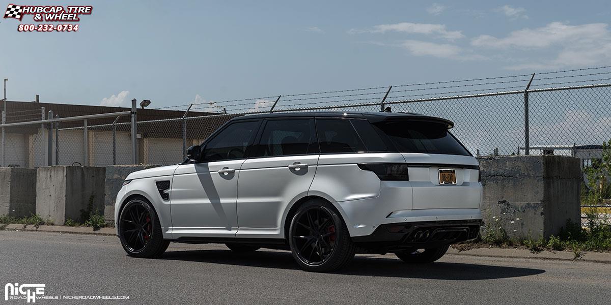 vehicle gallery/land rover range rover sport niche misano m117 22x105  Satin Black wheels and rims