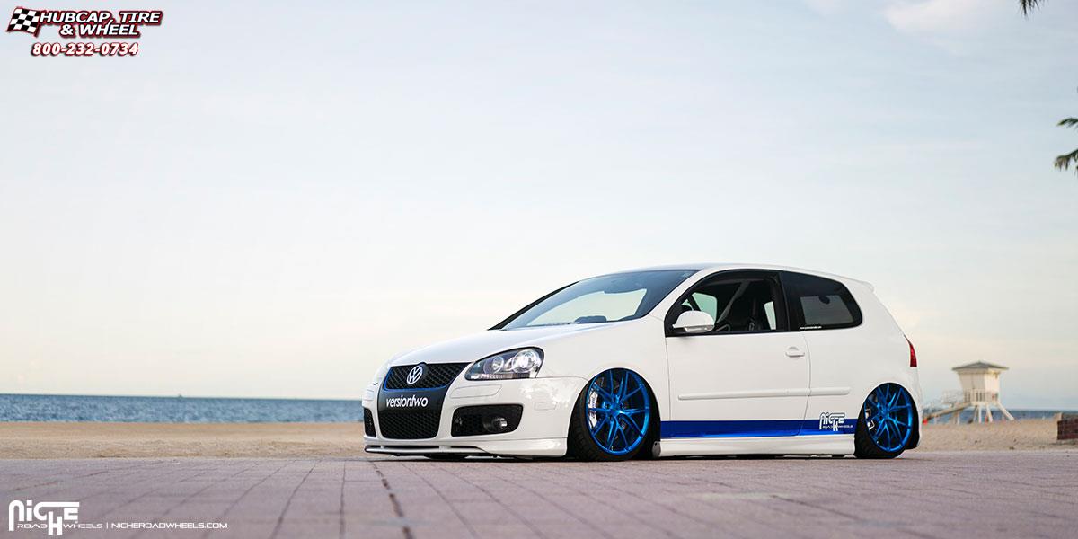 vehicle gallery/volkswagen mkv niche misano m118 19x85  Peek a Blue wheels and rims