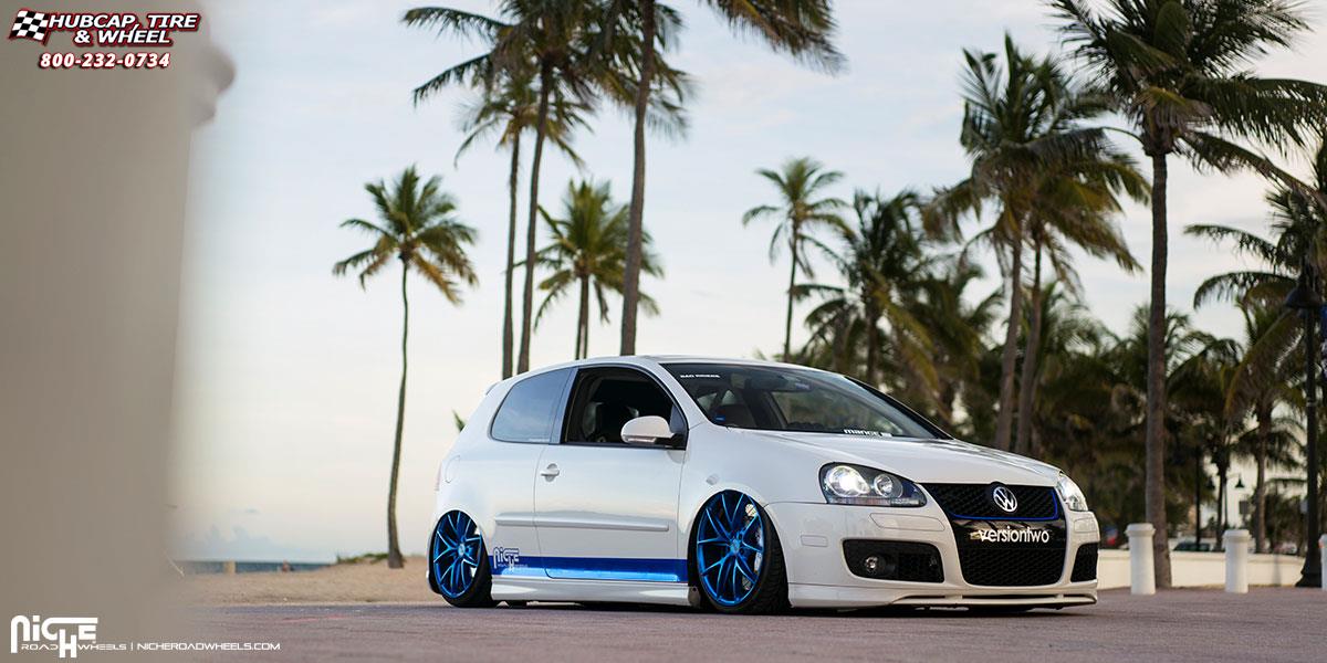 vehicle gallery/volkswagen mkv niche misano m118 19x85  Peek a Blue wheels and rims