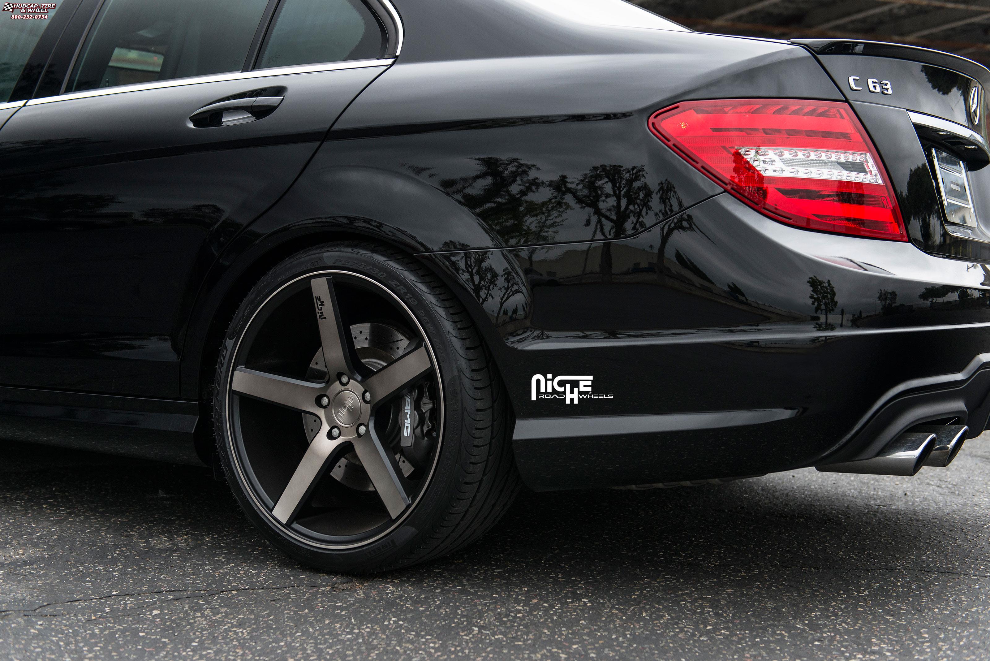 vehicle gallery/mercedes benz c 63 niche milan m134  Black & Machined with Dark Tint wheels and rims