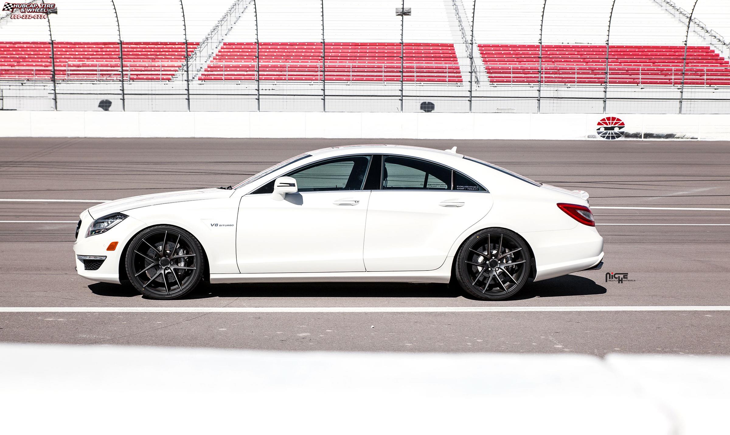 vehicle gallery/mercedes benz cls niche targa m130  Black & Machined with Dark Tint wheels and rims