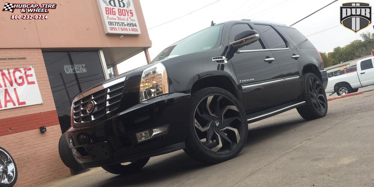 vehicle gallery/cadillac escalade dub sleeper s125 24X10  Black & Machined with Dark Tint wheels and rims