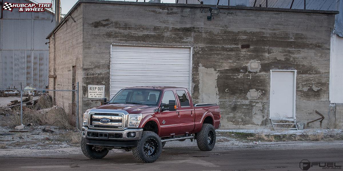 vehicle gallery/ford f 250 super duty fuel cleaver d239 20X12  Gloss Black & Milled wheels and rims