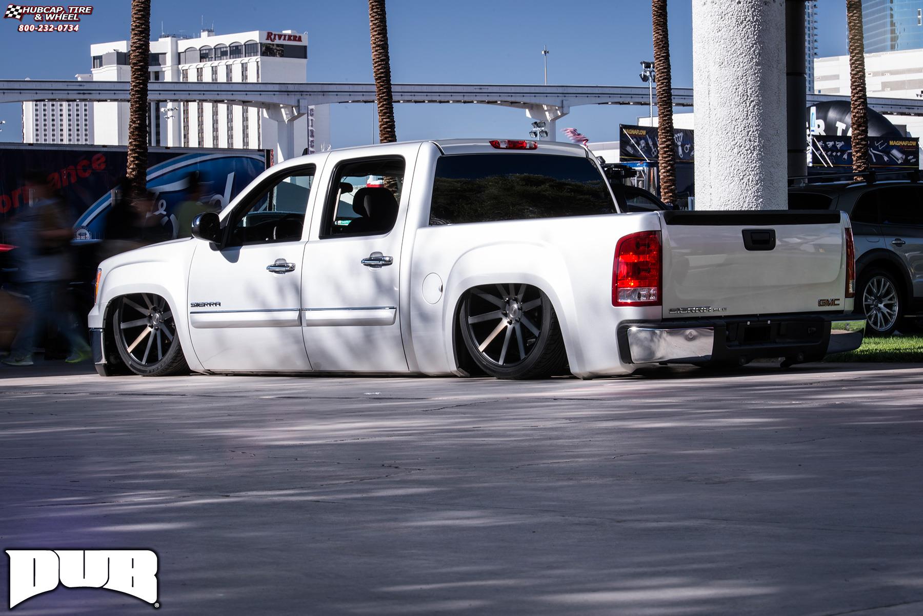 vehicle gallery/gmc sierra dub shot calla s121 24X10  Black & Machined with Dark Tint wheels and rims