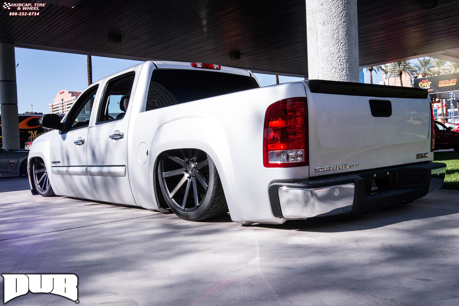 vehicle gallery/gmc sierra dub shot calla s121 24X10  Black & Machined with Dark Tint wheels and rims