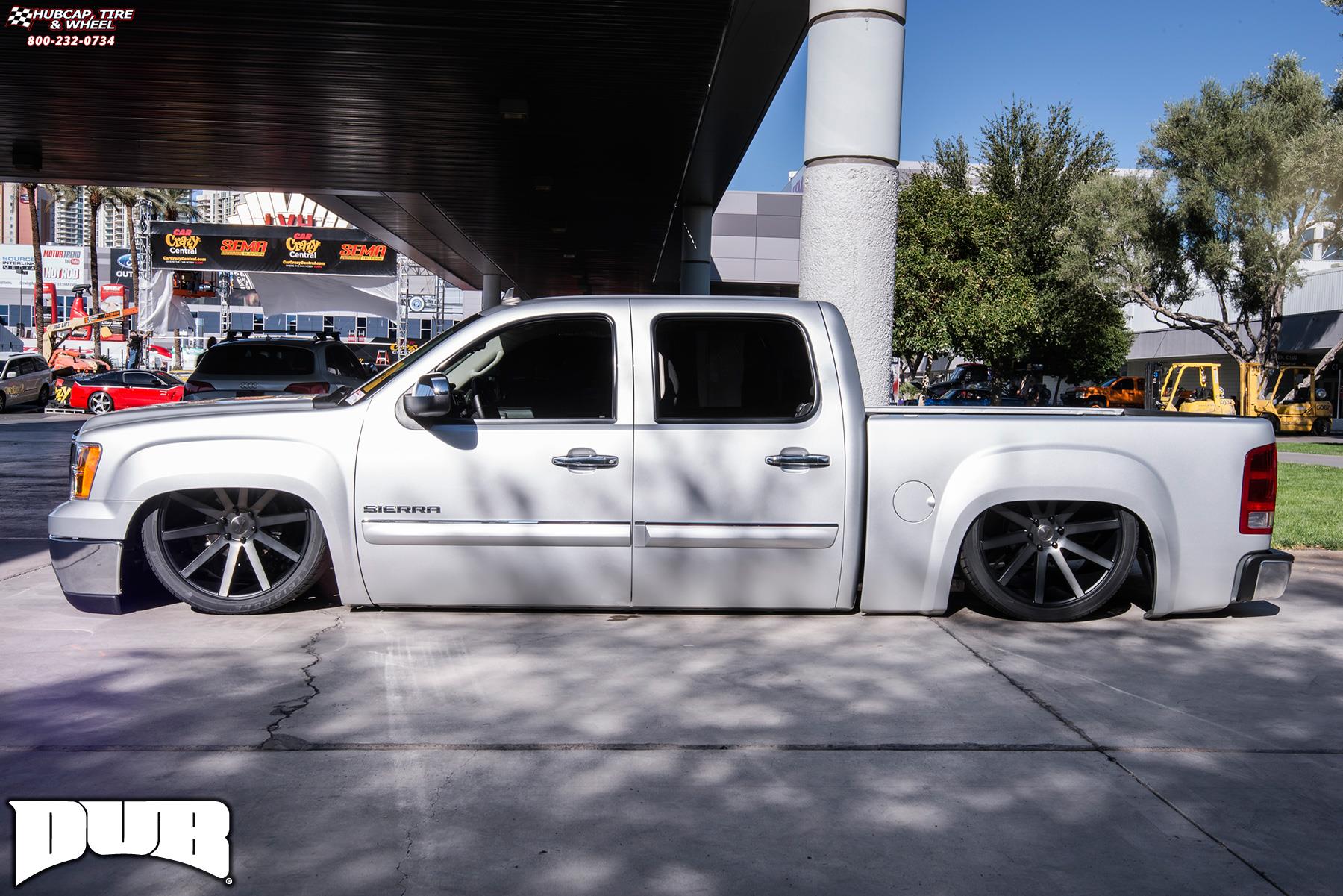 vehicle gallery/gmc sierra dub shot calla s121 24X10  Black & Machined with Dark Tint wheels and rims