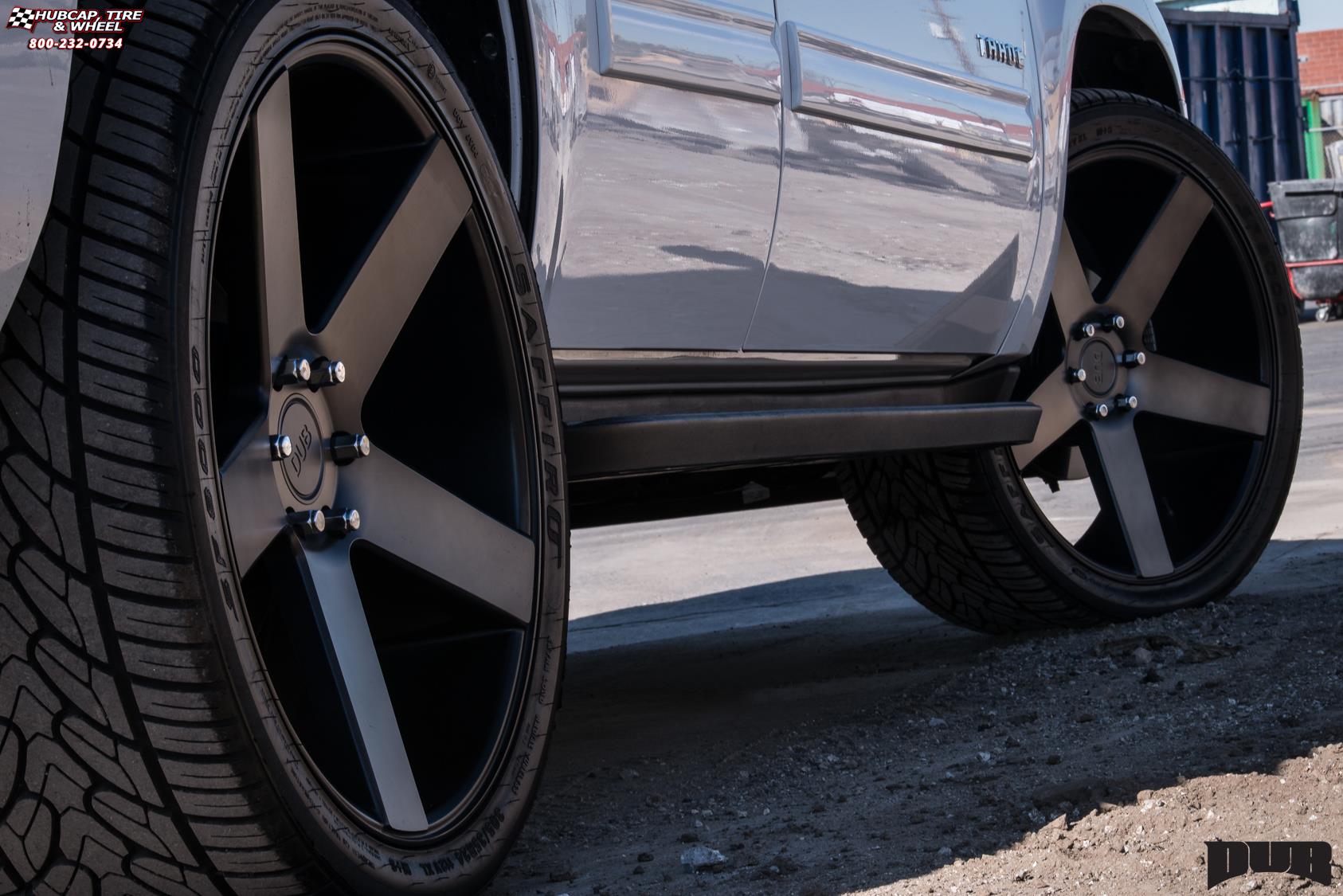 vehicle gallery/chevrolet tahoe dub baller s116 24X10  Black & Machined with Dark Tint wheels and rims