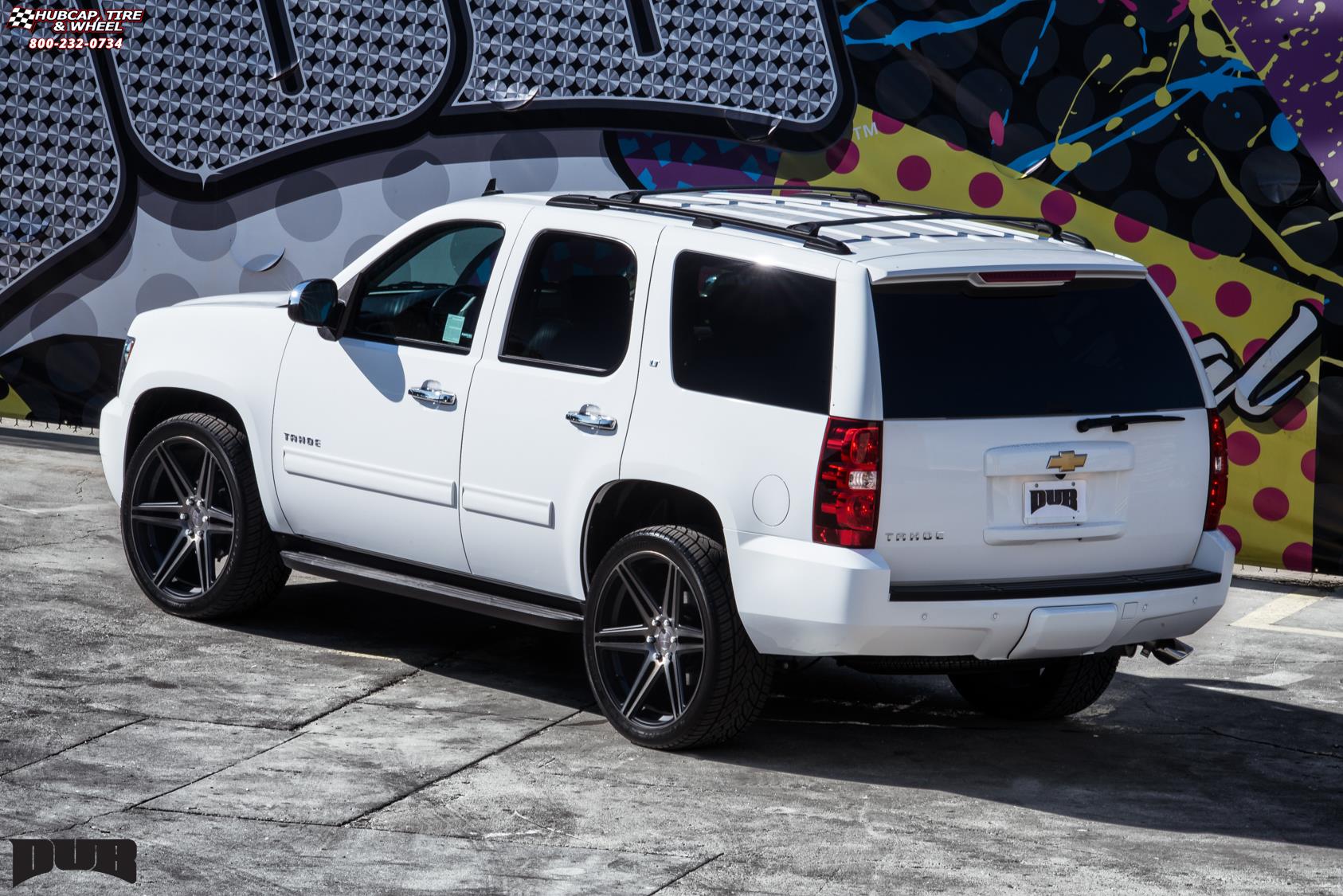 vehicle gallery/chevrolet tahoe dub skillz s123 24X10  Black & Machined with Dark Tint wheels and rims