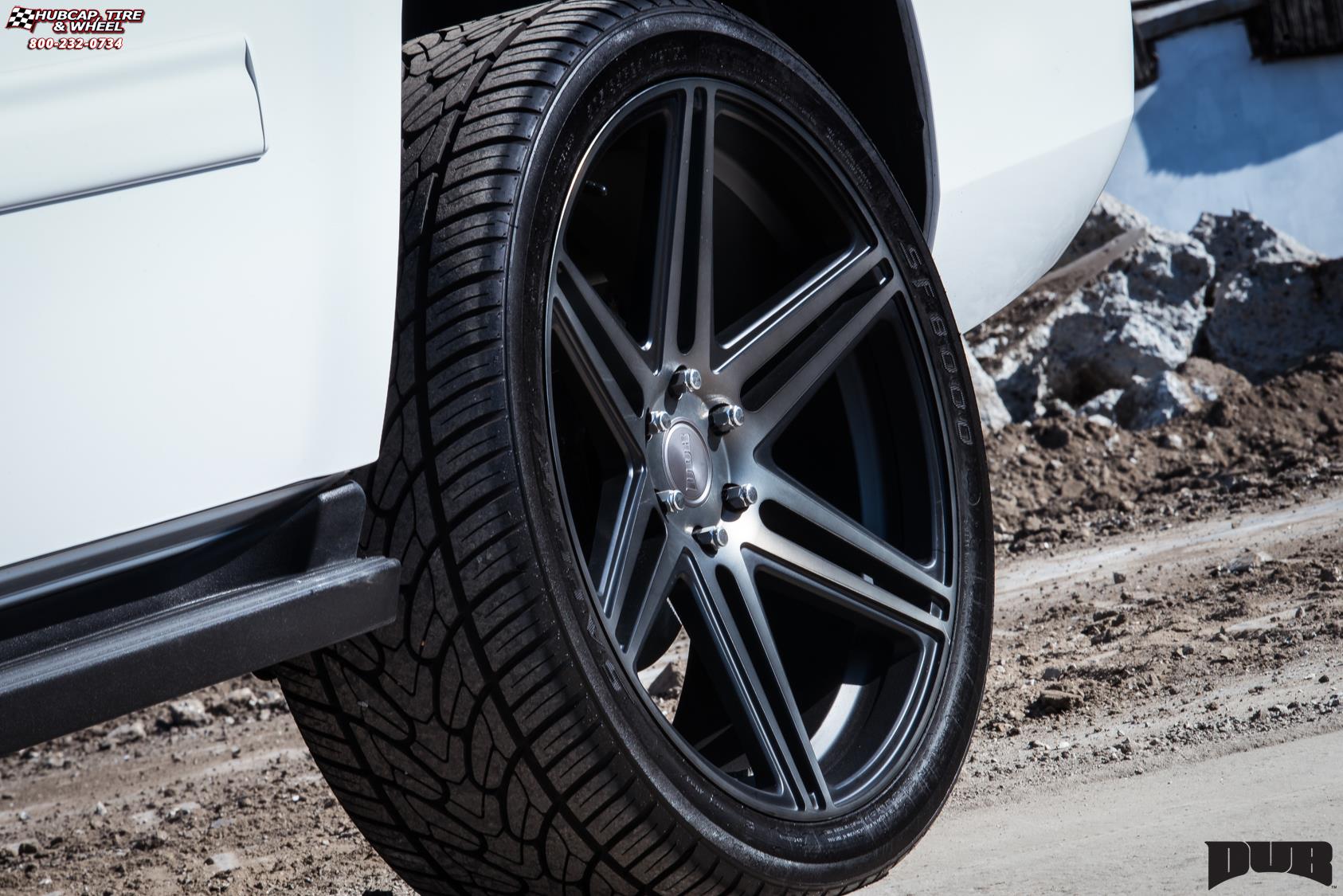 vehicle gallery/chevrolet tahoe dub skillz s123 24X10  Black & Machined with Dark Tint wheels and rims