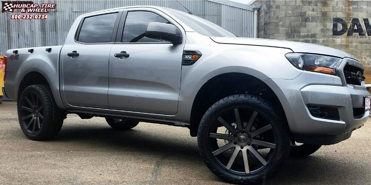 vehicle gallery/ford ranger dub shot calla s121 22X9.5  Black & Machined with Dark Tint wheels and rims