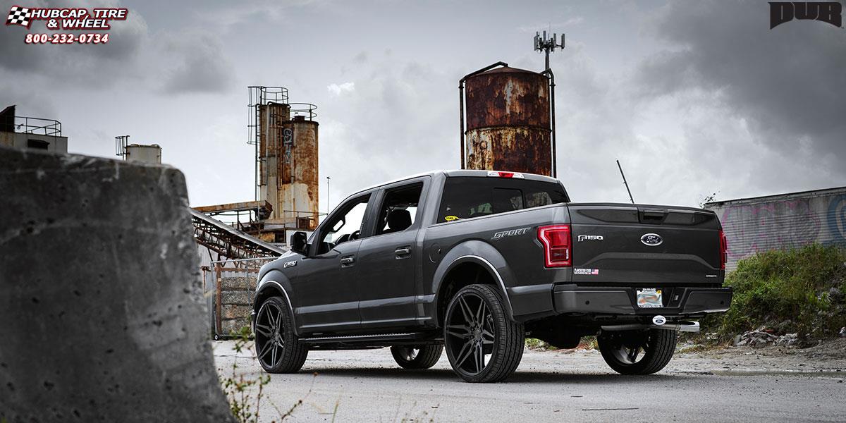 vehicle gallery/ford f 150 dub attack 6 s211 26X10  Black & Machined with Dark Tint wheels and rims