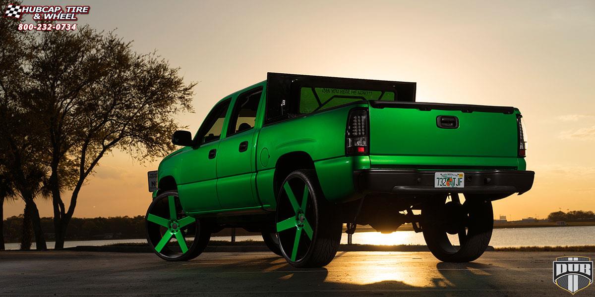 vehicle gallery/chevrolet silverado 1500 dub baller s116 30X10  Green Color Match wheels and rims