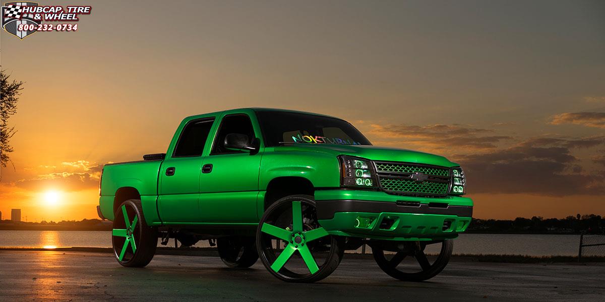 vehicle gallery/chevrolet silverado 1500 dub baller s116 30X10  Green Color Match wheels and rims