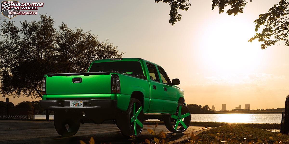 vehicle gallery/chevrolet silverado 1500 dub baller s116 30X10  Green Color Match wheels and rims