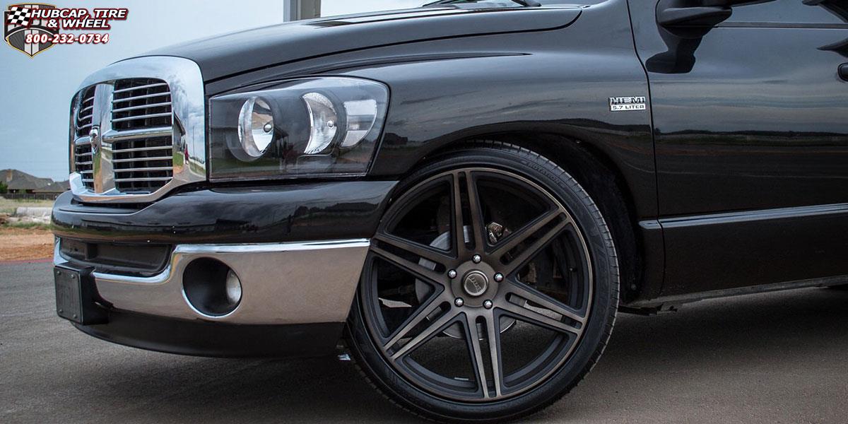 vehicle gallery/dodge ram 1500 dub skillz s123 24X10  Black & Machined with Dark Tint wheels and rims