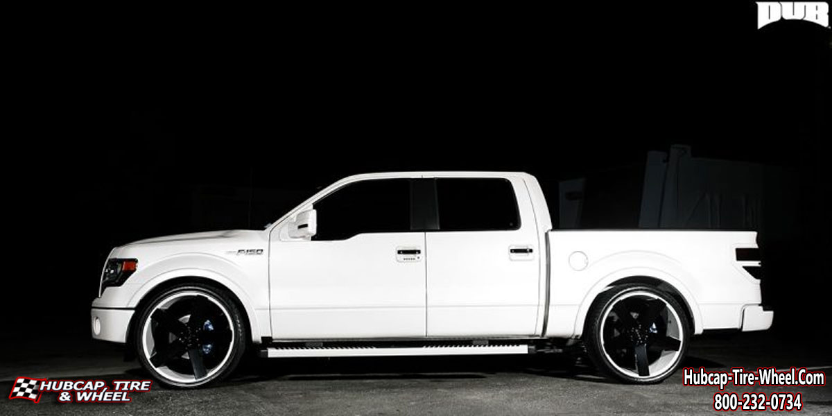 vehicle gallery/ford f 150 dub baller s116  Gloss Black and White wheels and rims