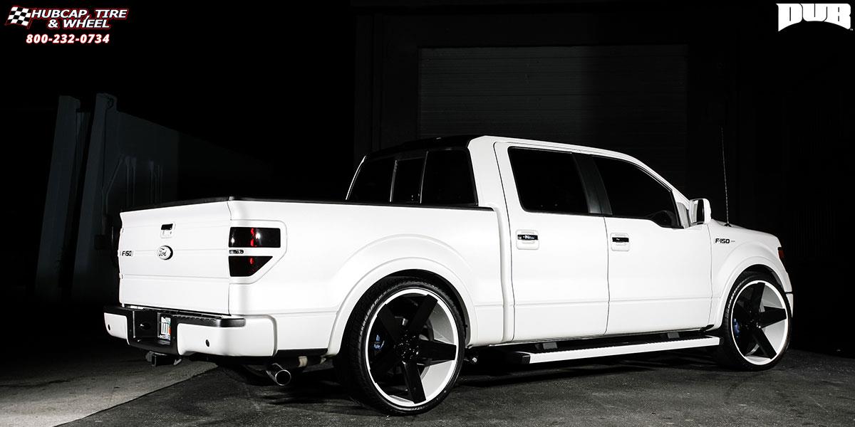 vehicle gallery/ford f 150 dub baller s116  Gloss Black and White wheels and rims