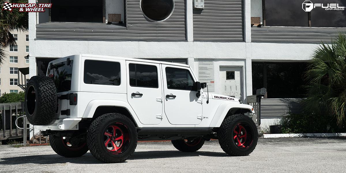 vehicle gallery/jeep wrangler fuel forged ff12 20X12  Gloss Black / Candy Red wheels and rims