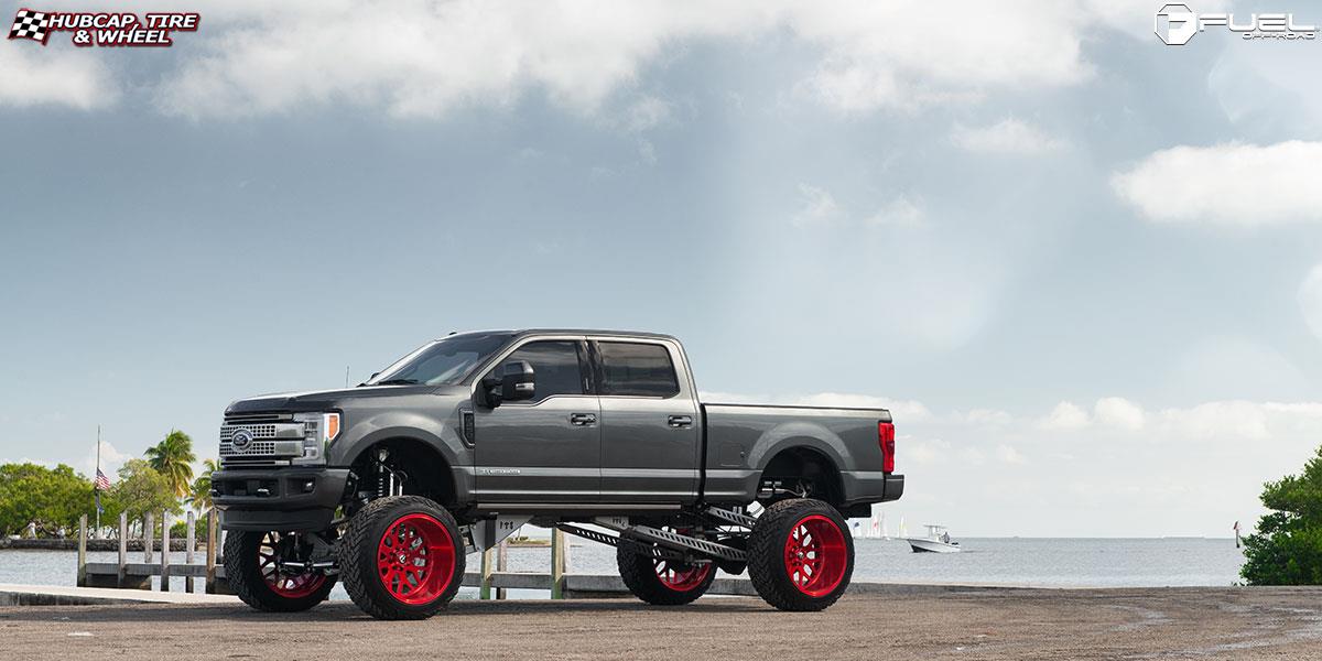 vehicle gallery/ford f 250 super duty fuel forged ff19 26X16  Brushed Candy Red wheels and rims