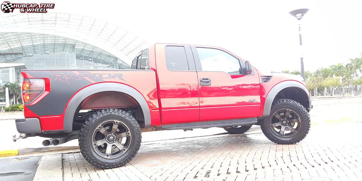 vehicle gallery/ford f 150 fuel beast d564 20X10  Black & Machined with Dark Tint wheels and rims